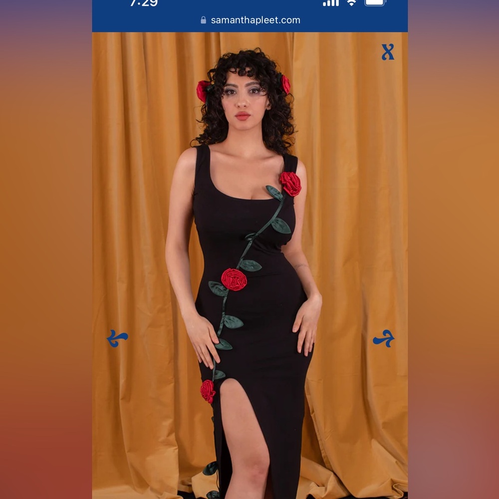 Samantha Pleet Black & Red Rose Dress 3D